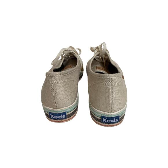 Keds Foxing Triple Stripes Teal Brown Orange Brushed Metallic Gold Sneakers - Picture 4 of 9